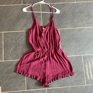 Romper, maroon, tied front